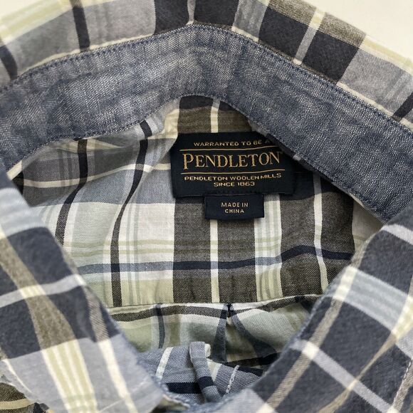 VINTAGE Pendleton Shirt Plaid Mens Size‎ Large Short Sleeve Preppy Business - Picture 3 of 10